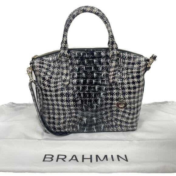 Brahmin Duxbury Satchel Bag Houndstooth Ombre Melborne Black White - Picture 1 of 11